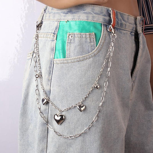 Jewelry Metal Versatile Peach Heart Pendant Pants Chain Hip Hop Trendy Cool Unisex Waist Chain