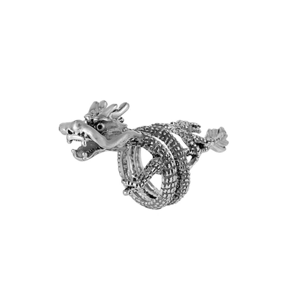Internet celebrity trend light luxury design silver men's luminous silver dragon circle ring