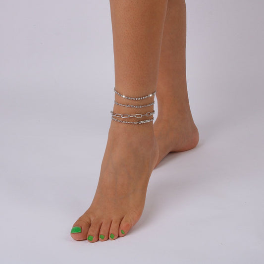 A153 Frosty Accessories Claw Chain Small Bead Stitching Chain Retro Anklet Simple Geometric Foot Decoration