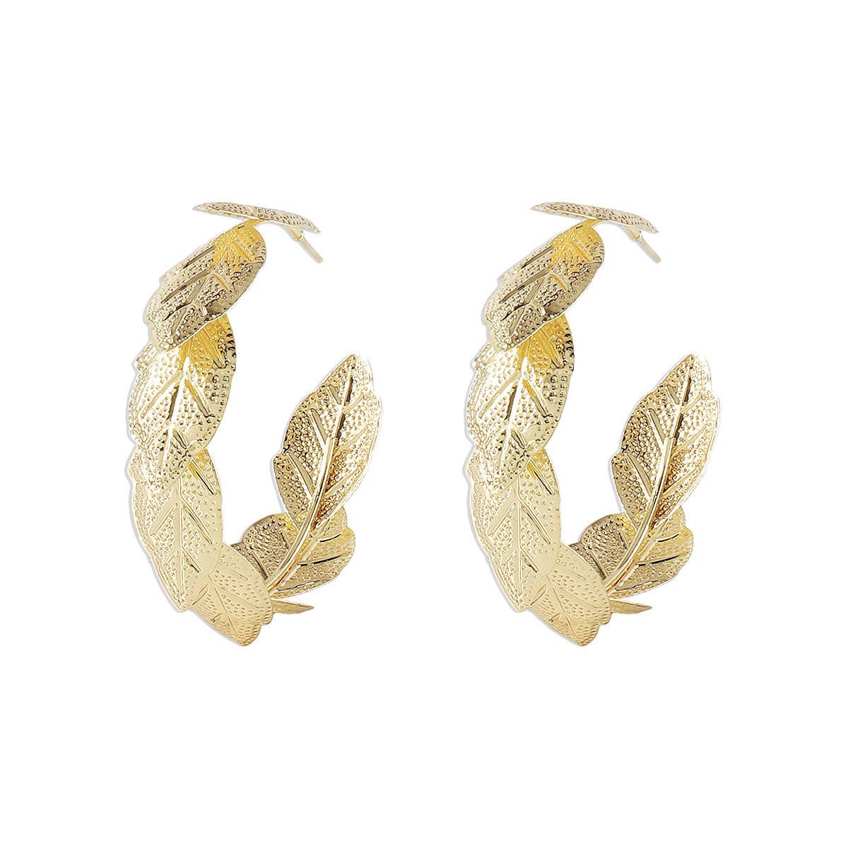 E1833 earrings simple metal texture creative leaf earrings three-dimensional geometric texture earrings