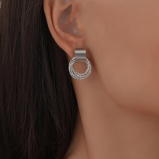 Hollow hemp wreath geometric winding earrings fashion simple trend retro elegant temperament ear jewelry