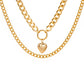Jewelry Fashion Double Love Pendant Exaggerated Thick Chain Necklace Cold Street Shooting Sweater Chain