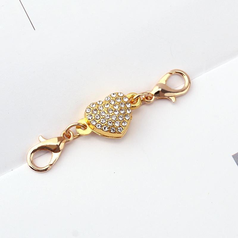 Gold spherical magnet buckle heart-shaped diamond magnetic buckle bracelet head lobster buckle diy jewelry magnetic buckle jewelry