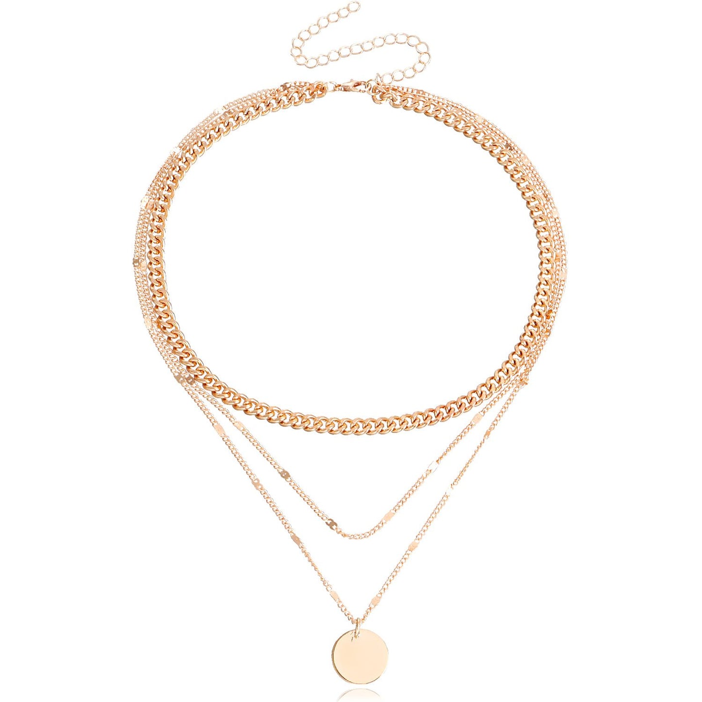 Jewelry punk geometric disc pendant necklace female niche design sense light luxury choker