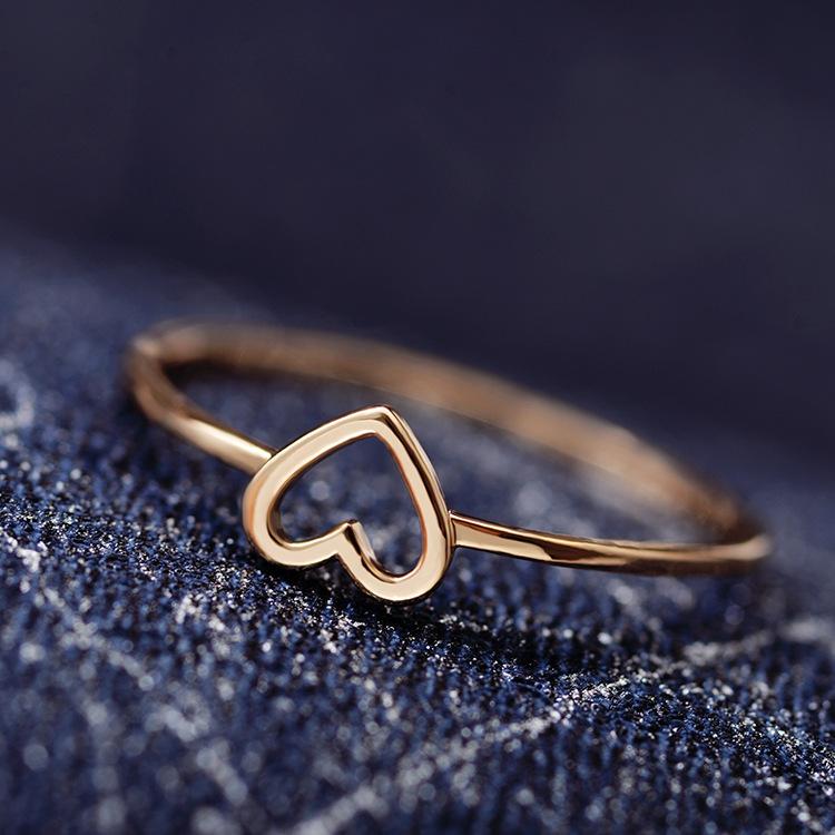 Simple hollow love peach heart heart-shaped ring 925 logo copper jewelry electroplated silver ring