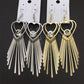 High-quality heart imitation zircon tassel earrings for women fine grain metal bar earrings popular exaggerated earrings