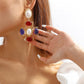 E1123Vintage cross pearl glass earrings French court minority personality design earrings