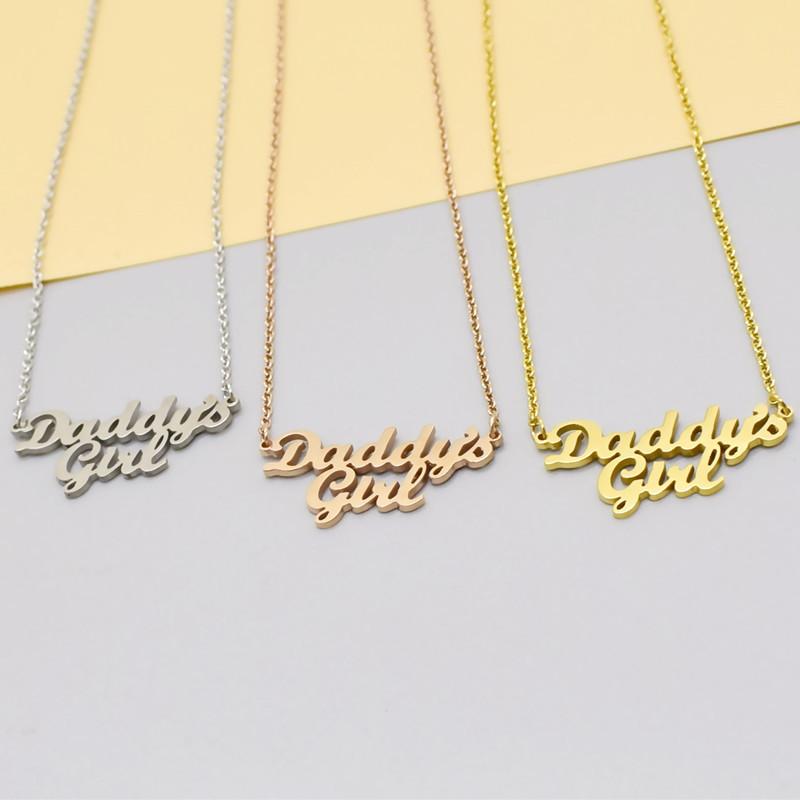 Daddy'sGirl Necklace Parents Daughter Family Members Clavicle Chain Father's Day Gift