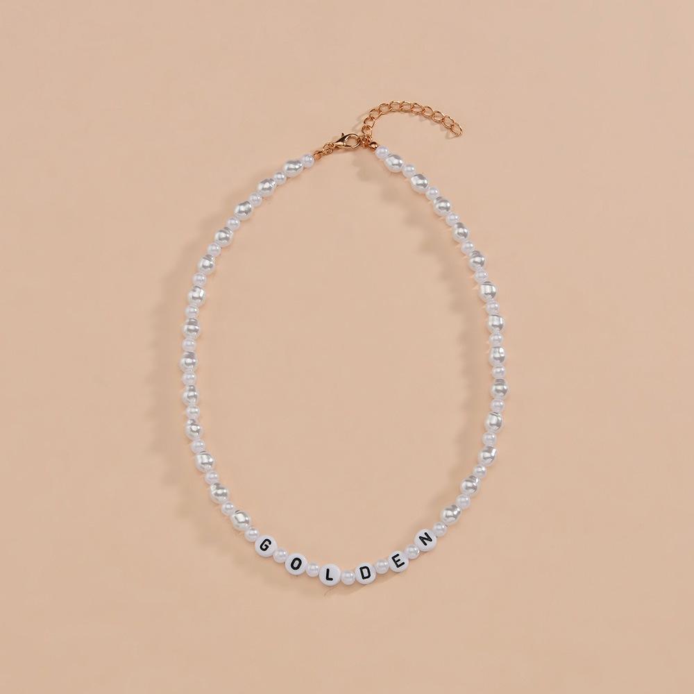 Fashion Shaped Gourd Pearl Necklace English Letter GOLDEN Clavicle Necklace Accessories