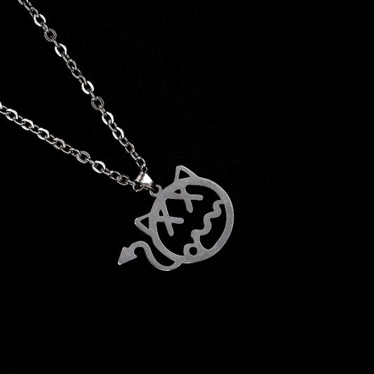 Wang Linkai's same style of little devil necklace men's trendy simple little ghost hip-hop net red trendy people jumping disco pendant necklace