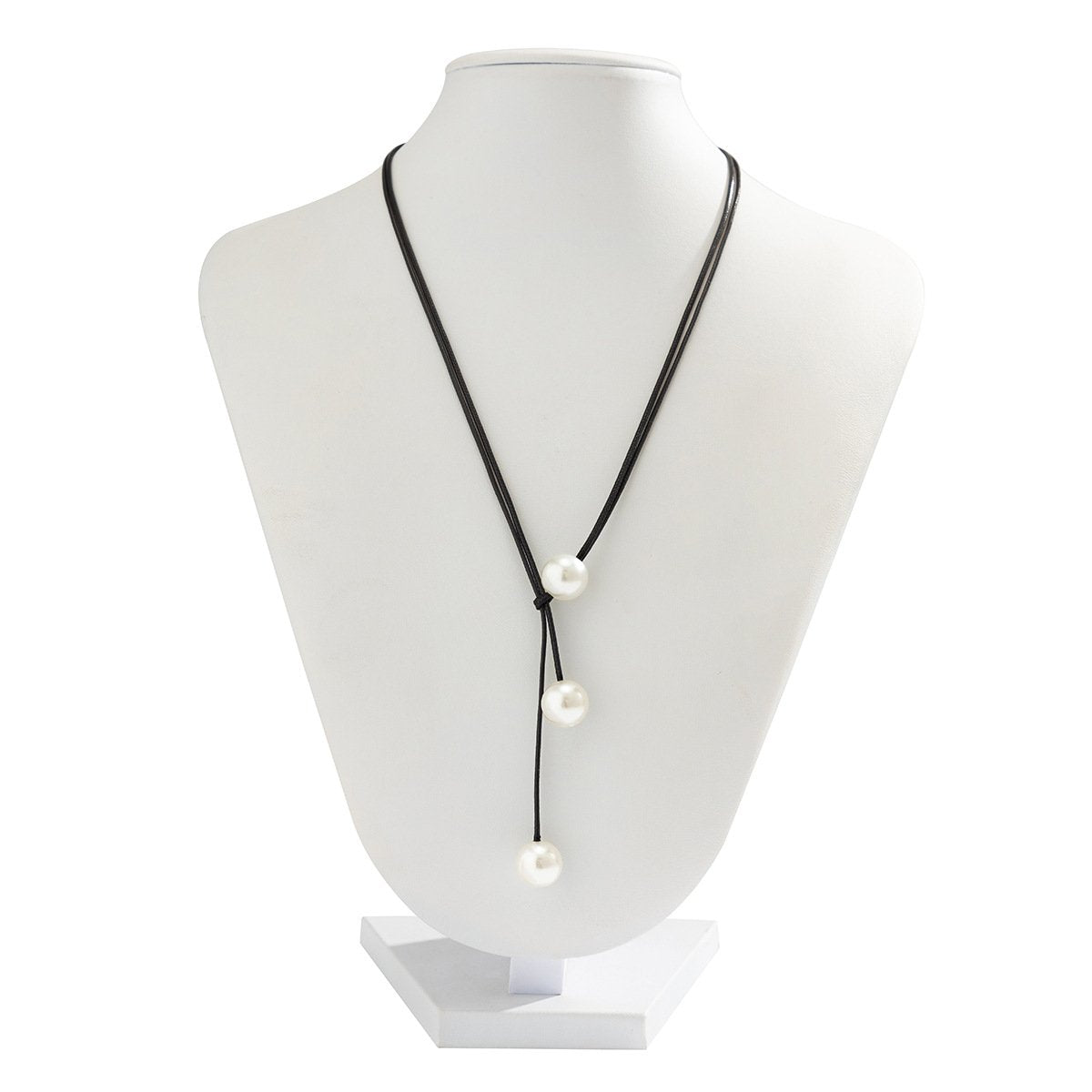 Jewelry Versatile Geometric Niche Wax Thread Necklace Simple Double Layer Imitation Pearl Adjustment Necklace Women