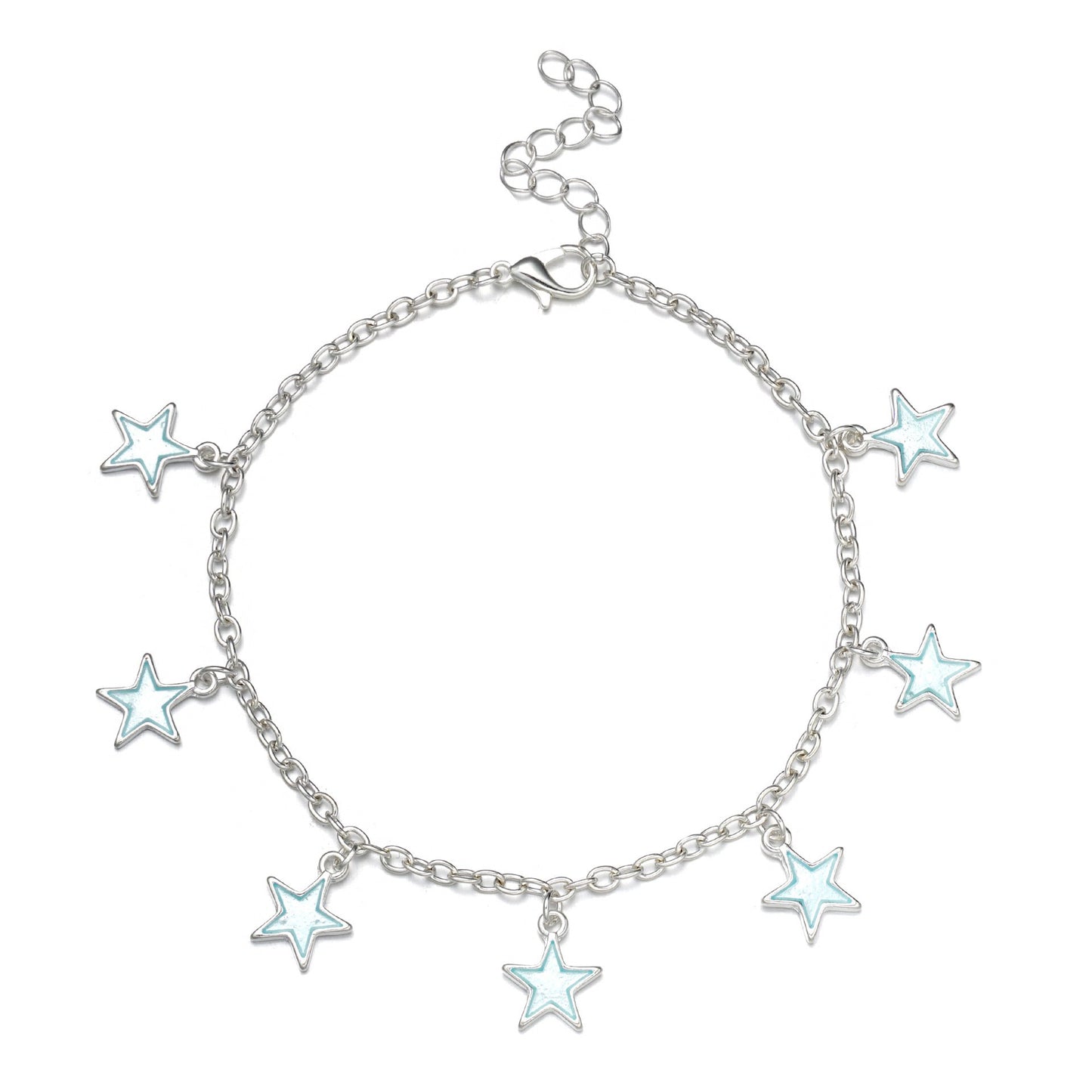 Jewelry blue fluorescent five-pointed star feet decorated with su anklet ladies beach anklet jewelry