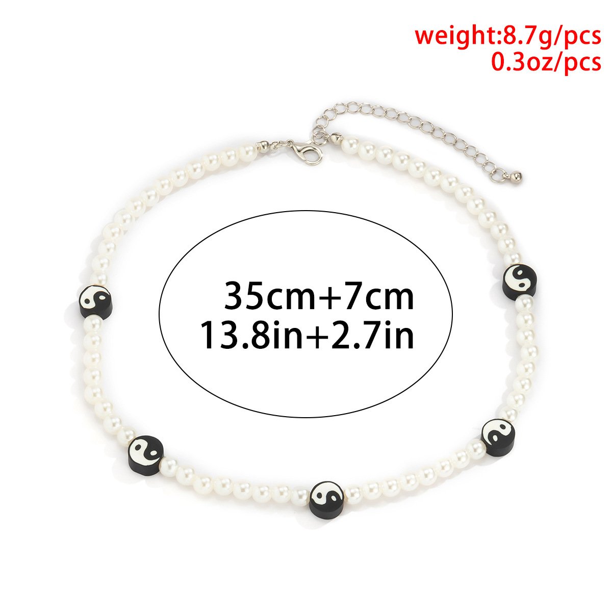 Fashion Retro Trend Tai Chi Clavicle Necklace Female Simple Personality Imitation Pearl Clavicle Necklace