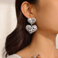 E1286 Exaggerated Earrings Women's Double Love Diamond Light Luxury Earrings Fashion Hong Kong Retro Personality Earrings