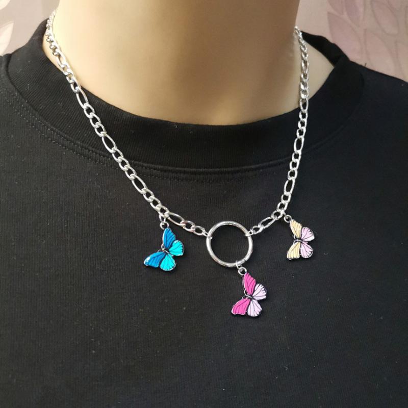 Jewelry retro color butterfly personality necklace simple lisa double bracelet necklace