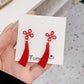 S925 Silver Needle Chinese New Year Red Earrings Winter Tassels Chinese Knot Earrings Female Elegant Ethnic Earrings