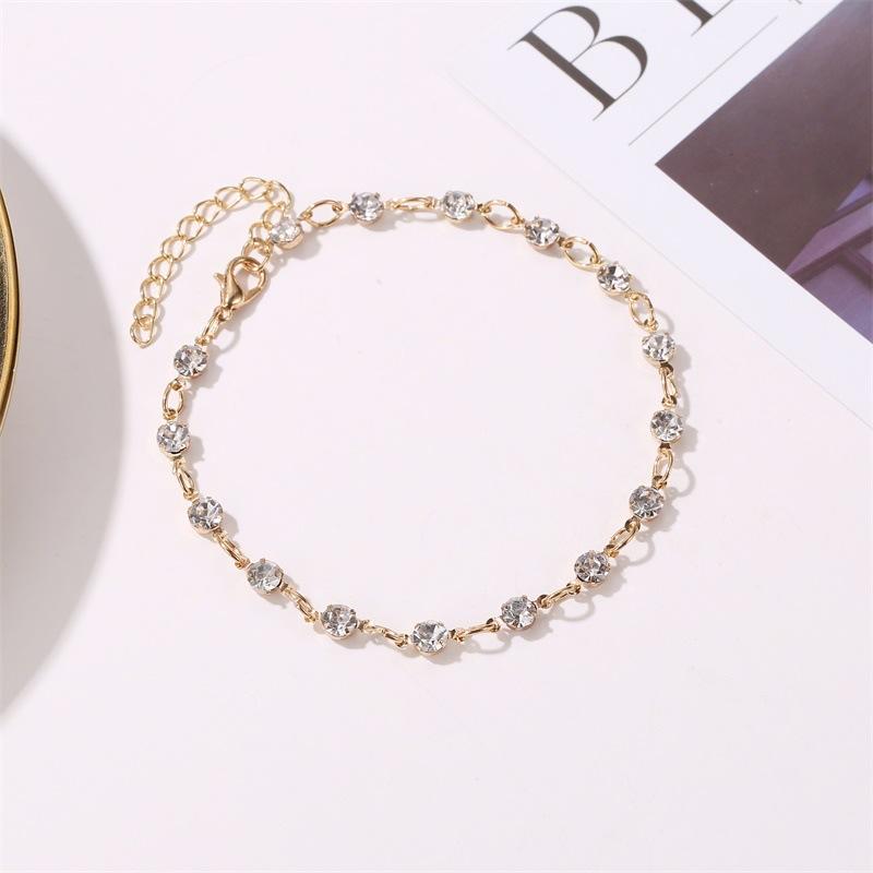 Foot decoration simple transparent rhinestone anklet temperament beach lady simple round flash diamond anklet