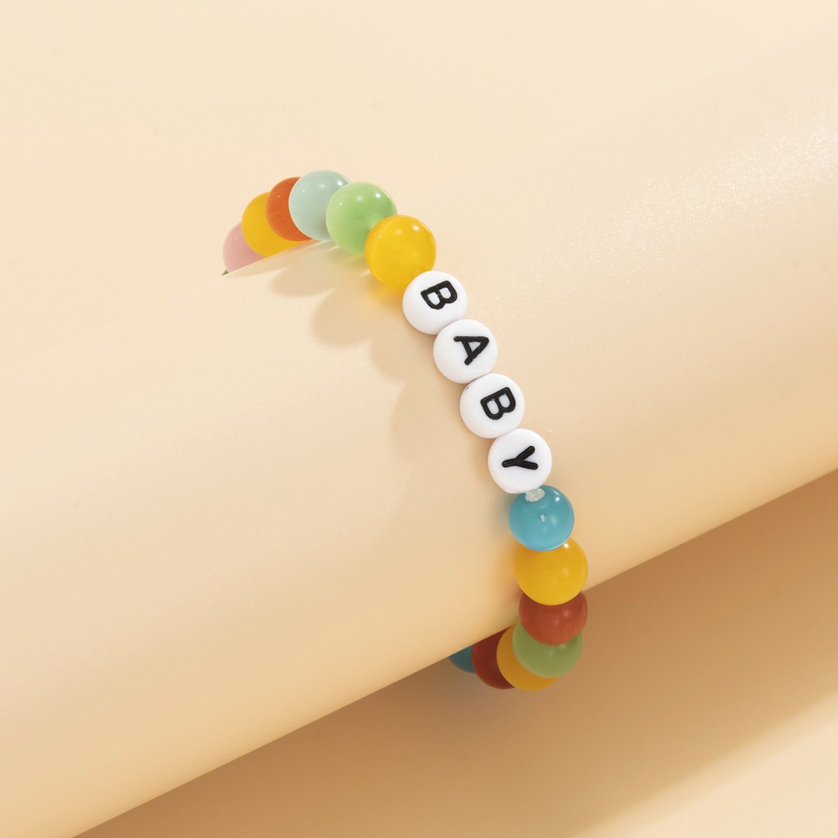 Jewelry Colorful Opal Stretch Letter Bracelet Sweet Cool Alphabet Acrylic Beaded Jewelry