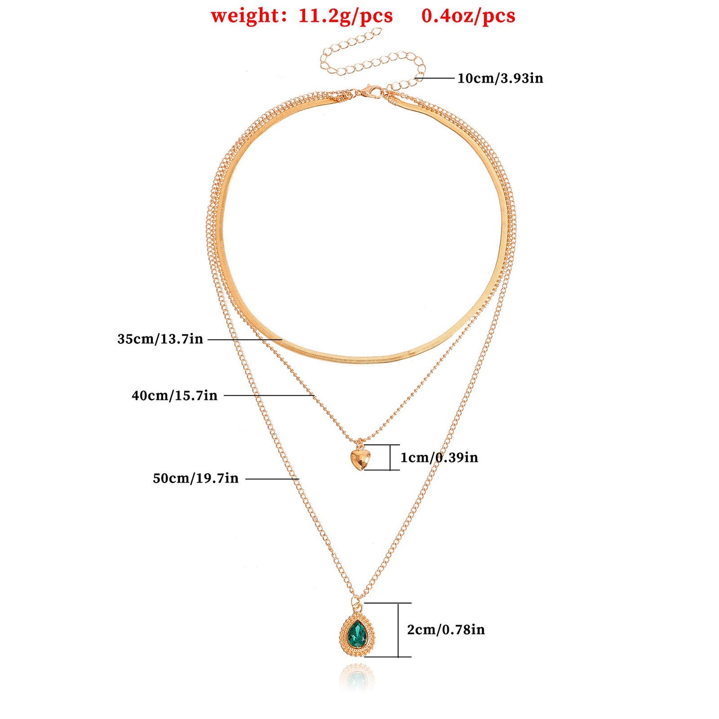 Jewelry trend multi-layer flat snake chain imitation green agate necklace female ins creative niche design sense