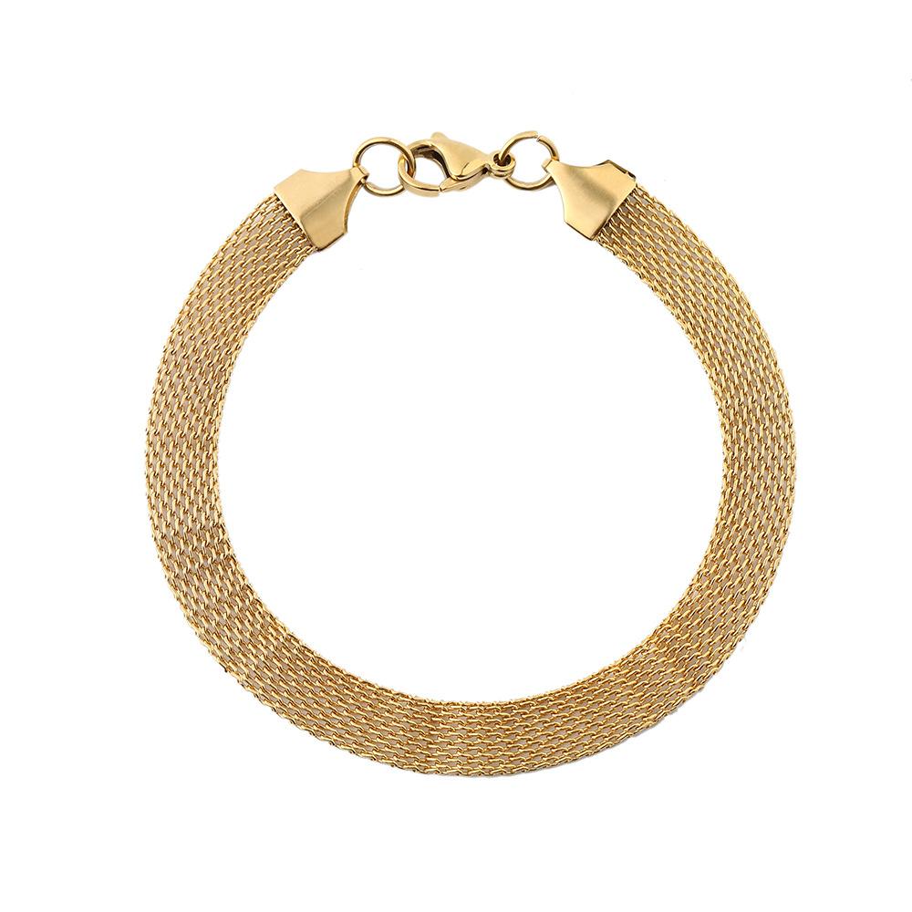 Popular Stainless Steel Vacuum Gold Plated Men's Bracelet Fashion Simple Mesh Trendy Bracelet