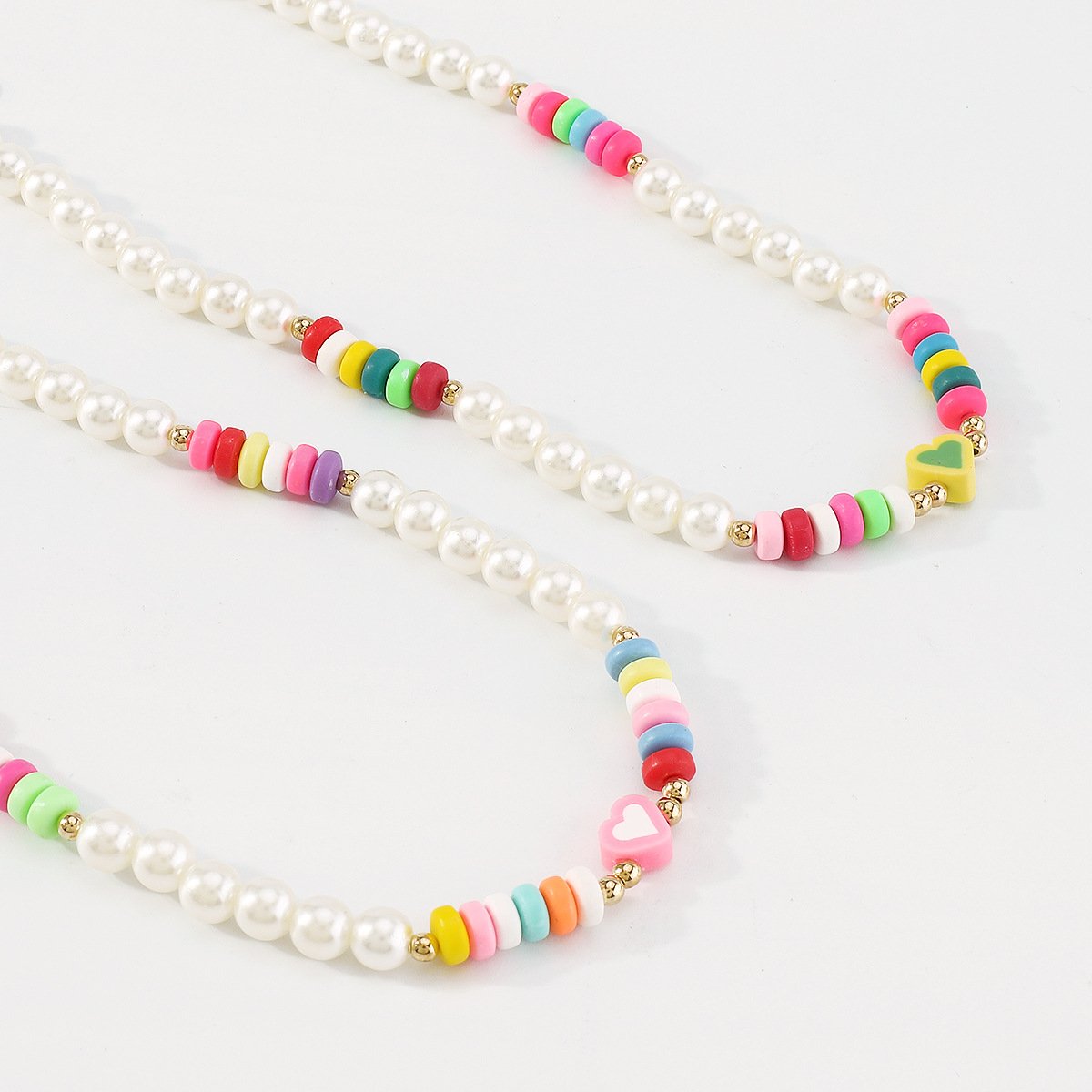 N9966 Bohemian Ethnic Necklace Imitation Pearl Soft Pottery Colorful Necklace Leisure Vacation Pendant