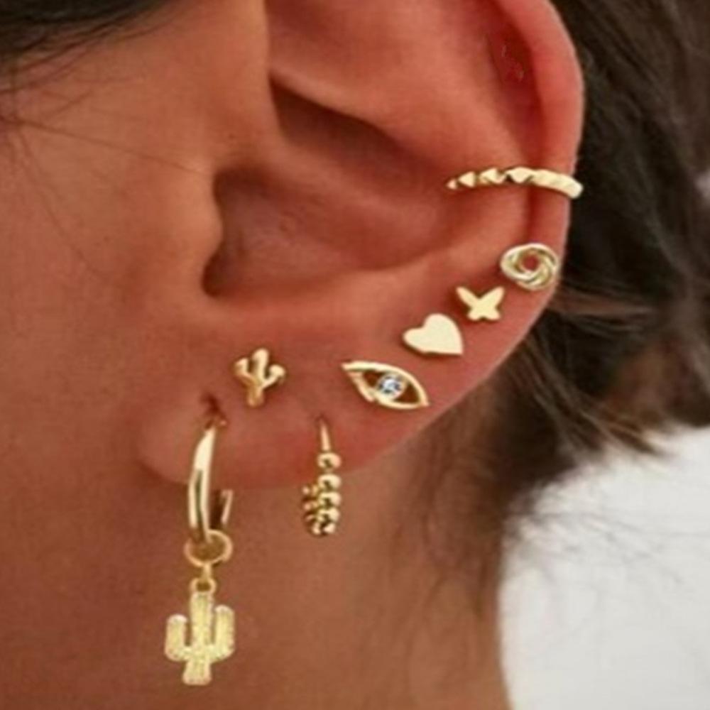 Earrings fashion gold-plated earrings set combination devil's eye earrings earrings women