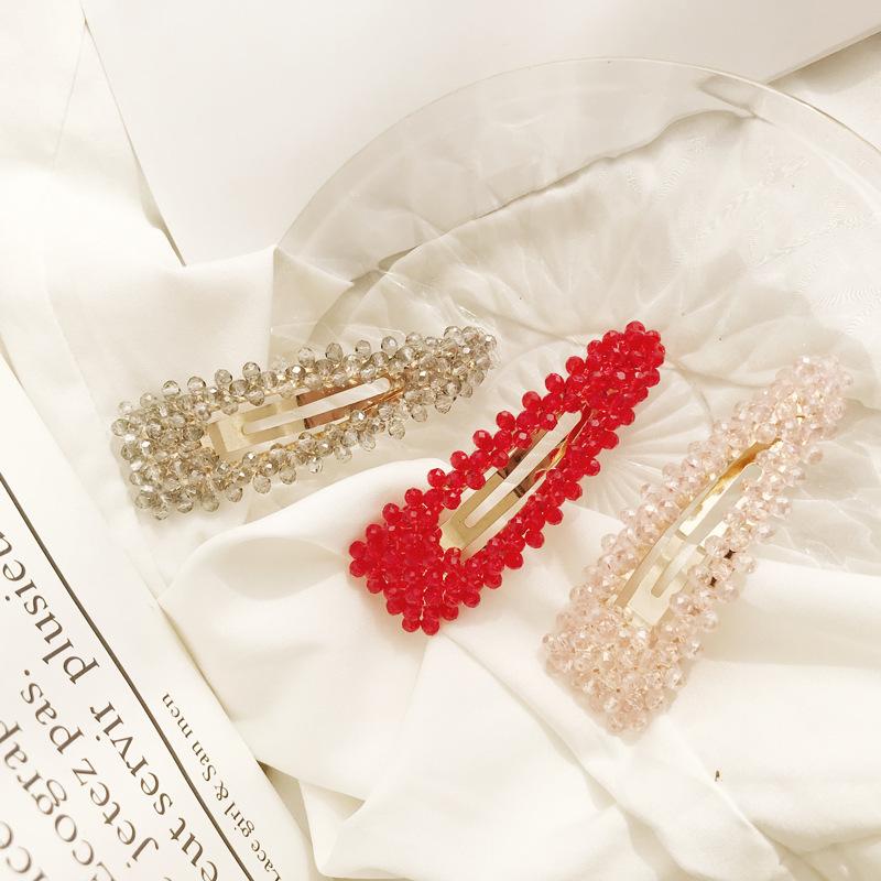 Versatile ins net red crystal hairpin sweet cute candy color exquisite duckbill clip hair accessories trendy