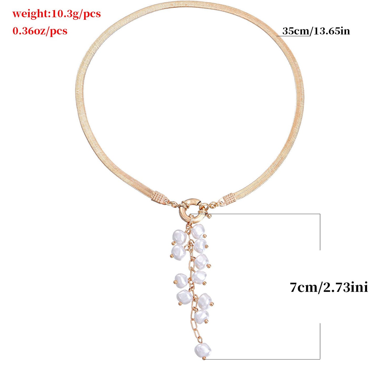 Jewelry Fashion Personality Pearl String Pendant Necklace Women's Trendy Model Light Luxury Snake Bone Chain Necklace