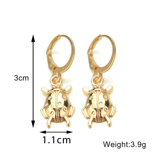 Fashion Retro Alloy Beetle Earrings Round Buckle Earrings Accessories