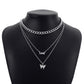 N1537 Simple retro metal pendant LOVE butterfly micro-inlaid multi-layered punk necklace female
