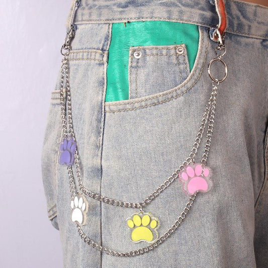 Jewelry trendy all-match resin smiling face flower bear paw waist chain street shooting hip-hop pants chain ornaments