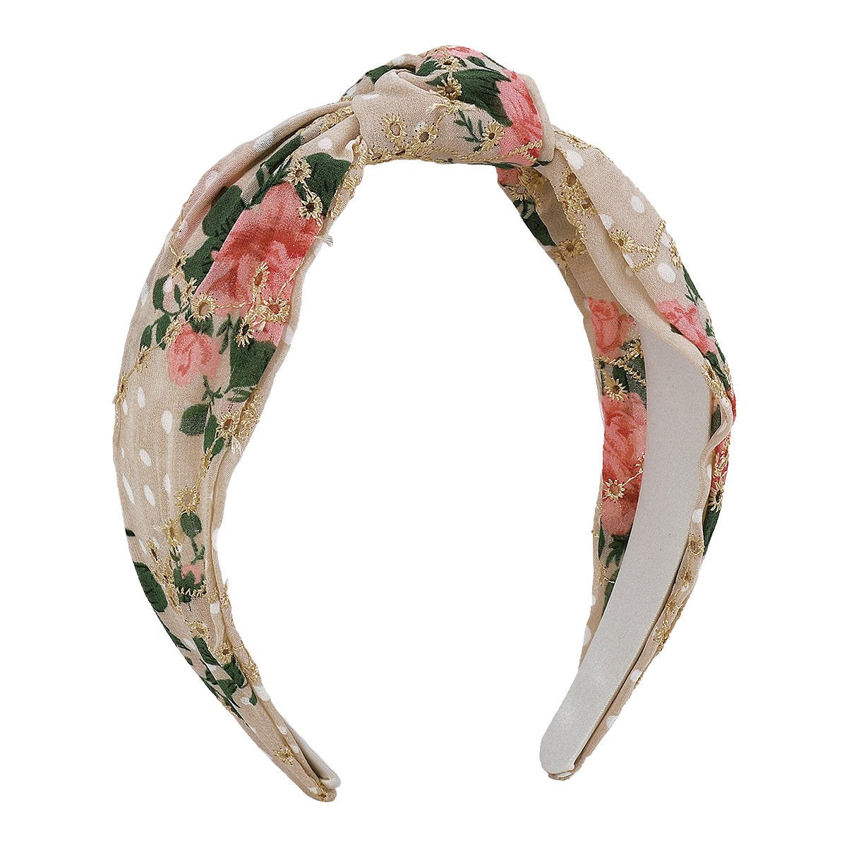 F4489 spring and summer small fresh floral embroidery headband women's chiffon yarn knotted gentle simple retro sweet headband
