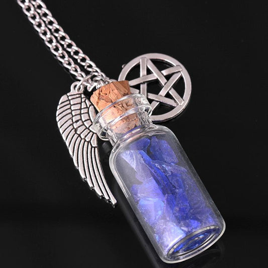 Jewelry Gravel Glass Bottle Pendant Fashion Creative Wings Pentagram Drifting Wishing Bottle Necklace