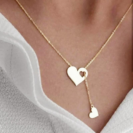 ins simple love pendant necklace female fashion personality creative hollow peach heart clavicle chain Y-shaped necklace