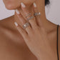 R736 Personality Ring Female Claw Chain Row Diamond Temperament Elegant Ring Lady Temperament Light Luxury Hand Jewelry