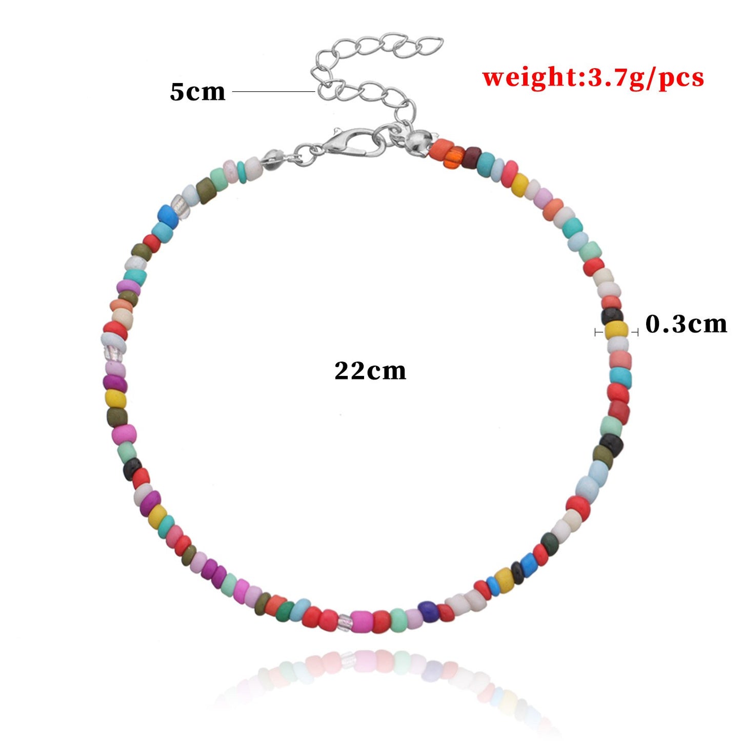 Jewelry 3mm Medium Color Beads Beach Anklet Women's Fashion Fashion Personality Foot Jewelry