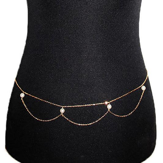 Accessories Fashion Hipster Waist Chain Female Pearl Multilayer Waist Accessories