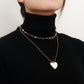 Jewelry color mini love crystal stacked necklace female clavicle chain sweet niche personality necklace