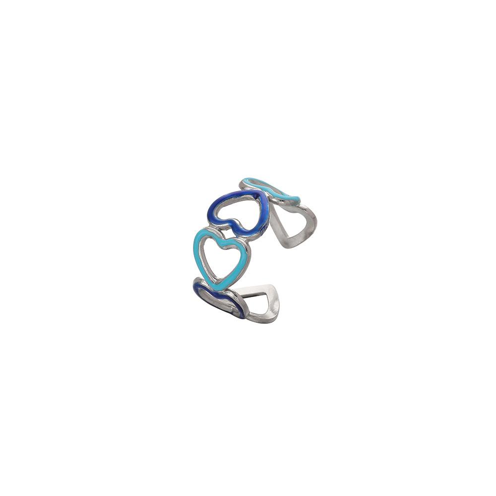 Ins light luxury niche all-match style color stainless steel love drop oil opening ring female personality fashion live mouth