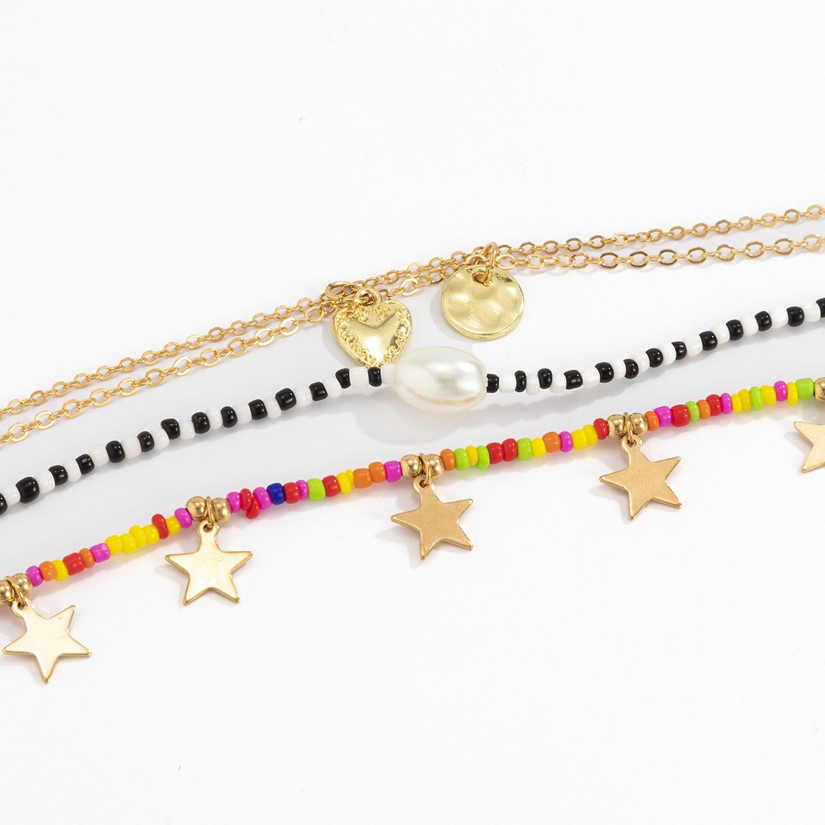 Beach Vacation Colorful Rice Beads Beaded Necklace Female Hip Hop Peach Heart Star Pearl Clavicle Necklace