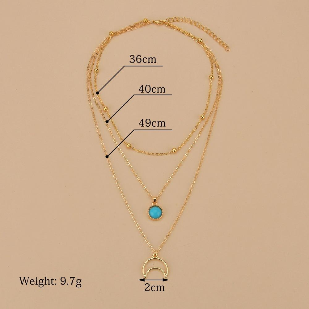 Fashion Moon Pendant Necklace Vintage Multilayer Chain Clavicle Chain Necklace Ladies Accessories
