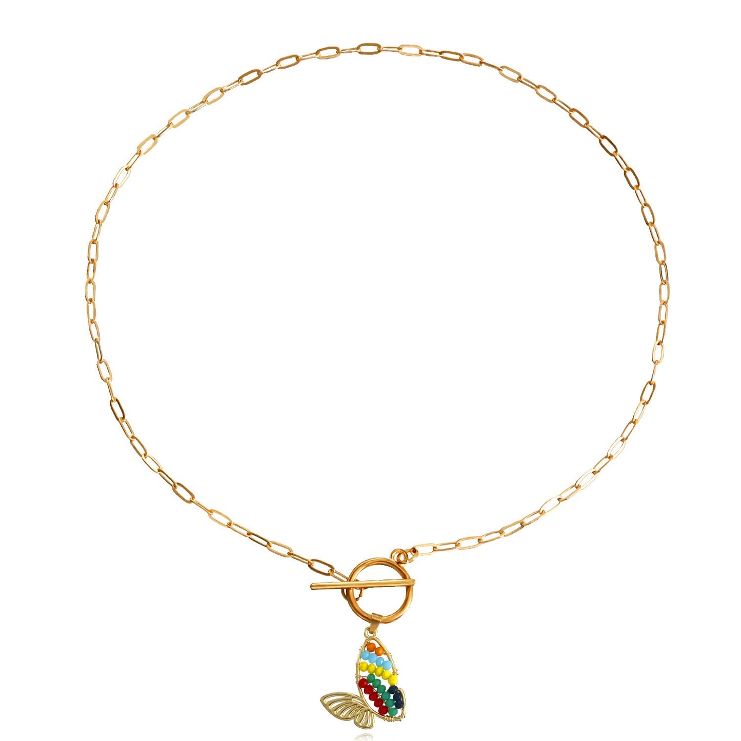 Jewelry Colorful Butterfly Pendant Necklace Sweater Chain Women's Versatile Fashion Advanced Design Sense Necklace