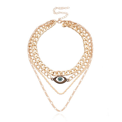 Jewelry exaggerated alloy devil's eye pendant necklace female handmade fashion weight eye necklace