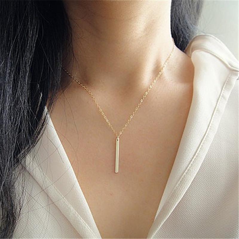 One word vertical strip long exquisite collarbone chain vertical long necklace