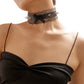 N1283 Exaggerated Punk Sexy Necklace Rivet Lace Bow PU Collar Short Night Necklace