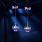 Fashion Ladies Long Color Crystal Diamond Heart Shape Pendant Stud Earrings Bow Knot Earrings Jewelry
