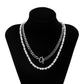 Jewelry Creative Round Beads Mixed Color Necklace Double Layer Metal Sweet Cool OT Buckle Imitation Pearl Necklace