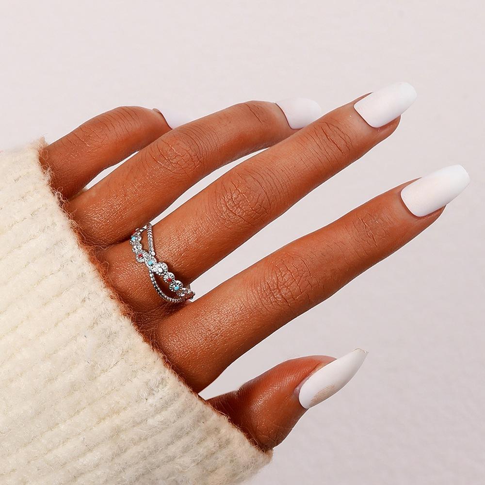 ins personality simple little princess candy color stainless steel opening adjustable color dot cross ring female