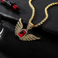 Personality Fashion Square Gemstone Diamond Angel Wings Hip Hop Men's Necklace Jewelry
