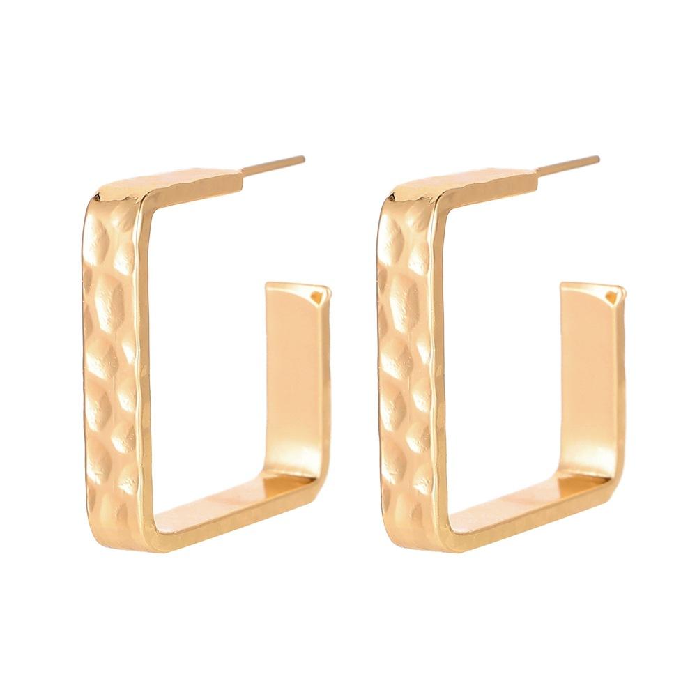 Simple fashion niche retro design C-shaped earrings texture letter geometric shape metal stud earrings